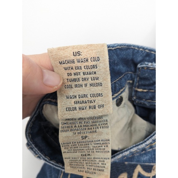 Mek Denim Slim Boot Jeans Women 29x36 Blue Stretch Dark Wash Embroidered Western - Picture 8 of 11